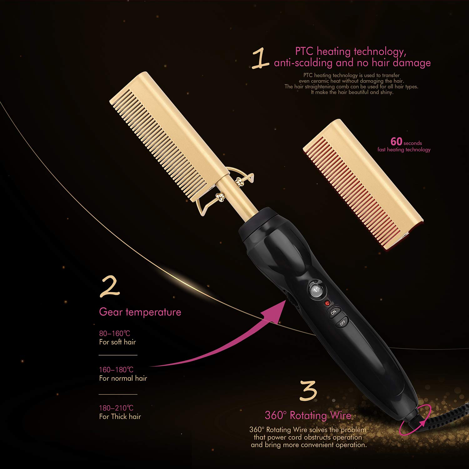 Miniatura 2 de Peine Alisador Electrico Para Cabello